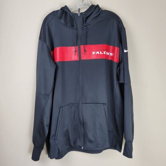 Nike Men's Black and Red Falcons Zip Hoodie - Picture 4 of 12